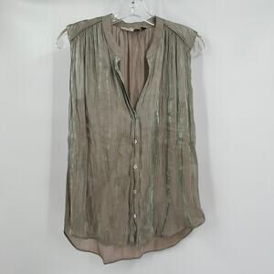 Rory Beca Womens Size XS Sleeveless Top Sheer‎ Green Artsy Minimalist Whimsigoth
